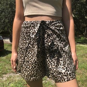 Leopard print high waisted shorts